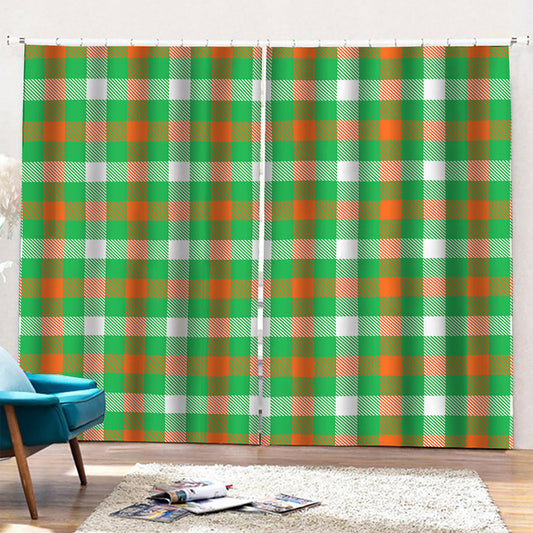 Irish Checkered St. Patrick's Day Print Pencil Pleat Curtains