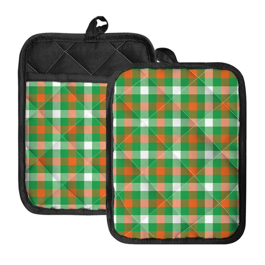 Irish Checkered St. Patrick's Day Print Pot Holders With Pocket