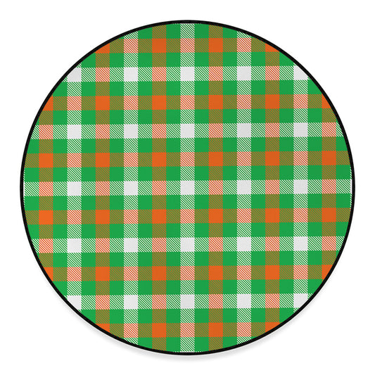 Irish Checkered St. Patrick's Day Print Round Floor Mat