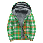 Irish Checkered St. Patrick's Day Print Sherpa Lined Zip Up Hoodie