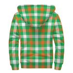 Irish Checkered St. Patrick's Day Print Sherpa Lined Zip Up Hoodie