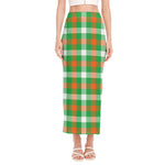Irish Checkered St. Patrick's Day Print Side Slit Maxi Skirt