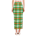 Irish Checkered St. Patrick's Day Print Side Slit Maxi Skirt