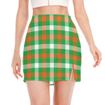 Irish Checkered St. Patrick's Day Print Side Slit Mini Skirt