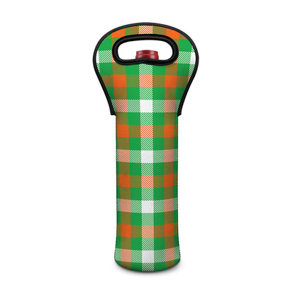 Irish Checkered St. Patrick's Day Print Single Neoprene Wine Tote