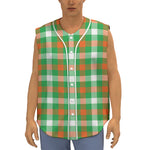 Irish Checkered St. Patrick's Day Print Sleeveless Baseball Jersey