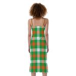 Irish Checkered St. Patrick's Day Print Slim Fit Midi Cami Dress