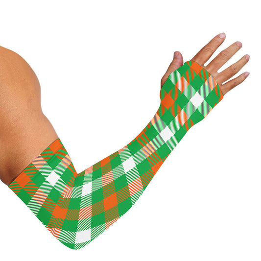 Irish Checkered St. Patrick's Day Print Sun Protection Arm Sleeves