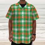 Irish Checkered St. Patrick's Day Print Textured Short Sleeve Shirt