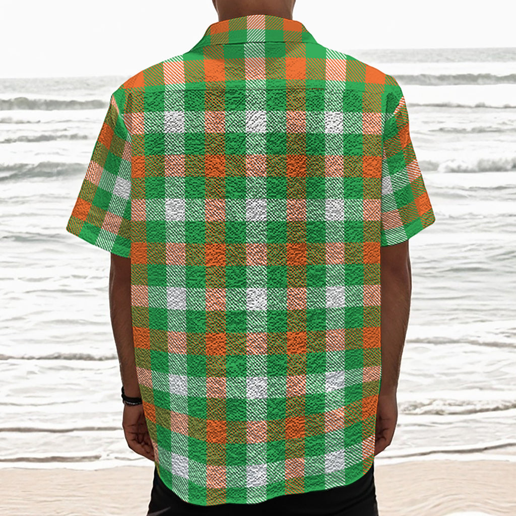 Irish Checkered St. Patrick's Day Print Textured Short Sleeve Shirt