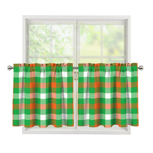 Irish Checkered St. Patrick's Day Print Tier Curtains