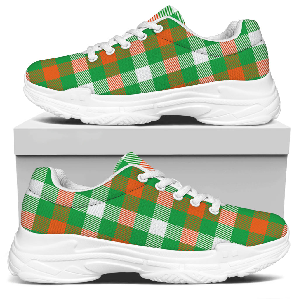 Irish Checkered St. Patrick's Day Print White Chunky Shoes