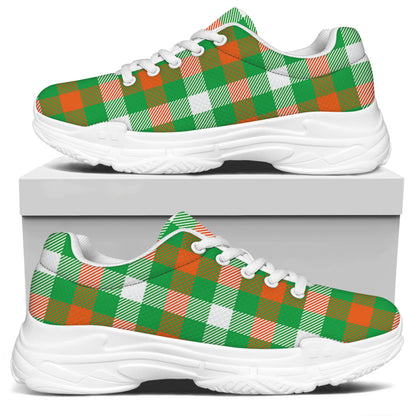 Irish Checkered St. Patrick's Day Print White Chunky Shoes