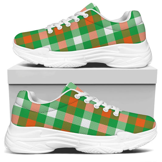 Irish Checkered St. Patrick's Day Print White Chunky Shoes