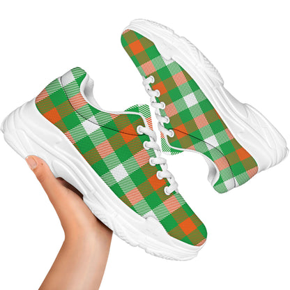 Irish Checkered St. Patrick's Day Print White Chunky Shoes