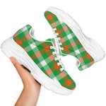 Irish Checkered St. Patrick's Day Print White Chunky Shoes