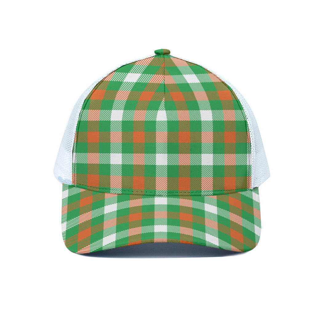 Irish Checkered St. Patrick's Day Print White Mesh Trucker Cap