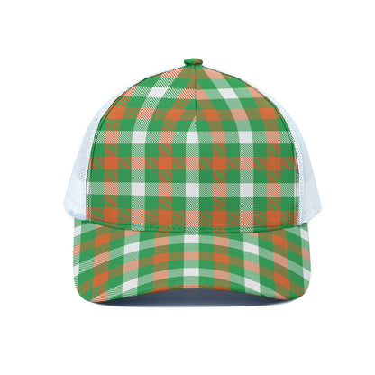Irish Checkered St. Patrick's Day Print White Mesh Trucker Cap