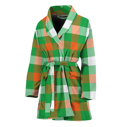 Irish Checkered St. Patrick's Day Print Women's Bathrobe
