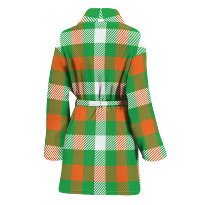 Irish Checkered St. Patrick's Day Print Women's Bathrobe