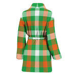 Irish Checkered St. Patrick's Day Print Women's Bathrobe