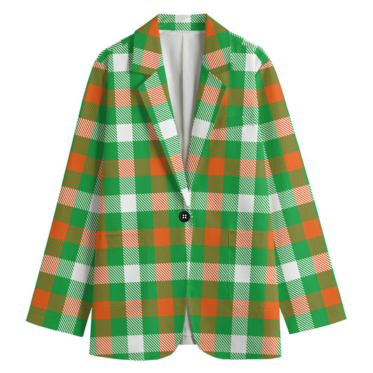 Irish Checkered St. Patrick's Day Print Women's Blazer