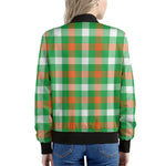 Irish Checkered St. Patrick's Day Print Women's Bomber Jacket