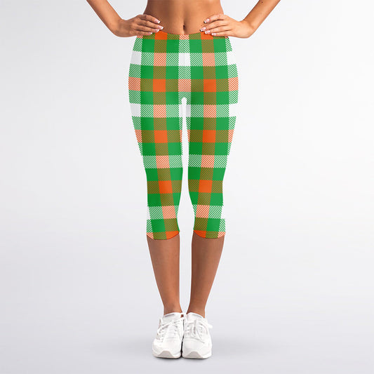 Irish Checkered St. Patrick's Day Print Women's Capri Leggings