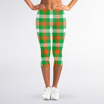 Irish Checkered St. Patrick's Day Print Women's Capri Leggings