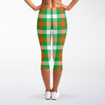 Irish Checkered St. Patrick's Day Print Women's Capri Leggings