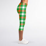 Irish Checkered St. Patrick's Day Print Women's Capri Leggings