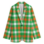 Irish Checkered St. Patrick's Day Print Women's Cotton Blazer