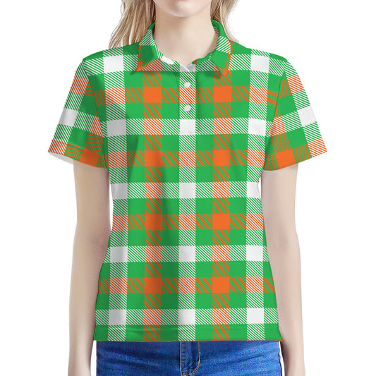 Irish Checkered St. Patrick's Day Print Women's Polo Shirt