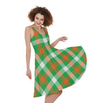 Irish Checkered St. Patrick's Day Print Women's Sleeveless Dress