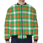 Irish Checkered St. Patrick's Day Print Zip Sleeve Bomber Jacket