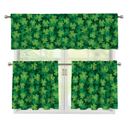 Irish Clover Saint Patrick's Day Print 3 Piece Kitchen Curtains