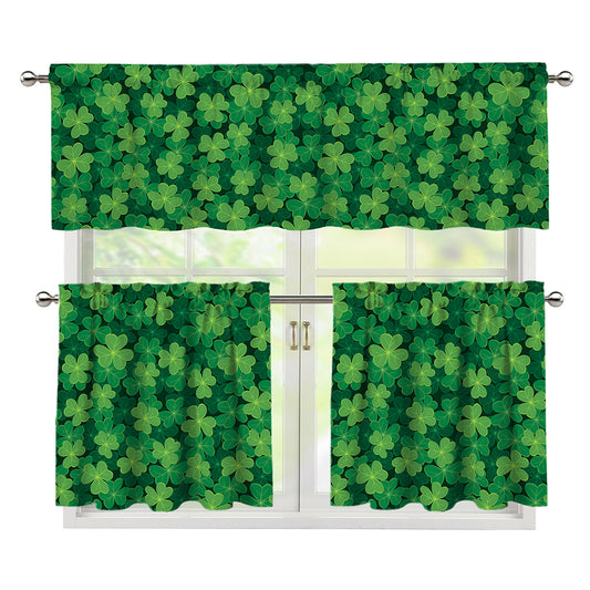 Irish Clover Saint Patrick's Day Print 3 Piece Kitchen Curtains