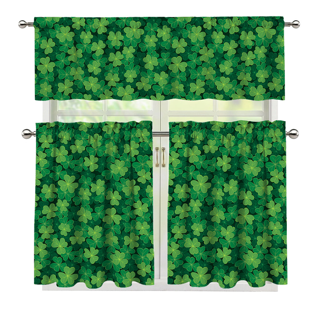 Irish Clover Saint Patrick's Day Print 3 Piece Kitchen Curtains