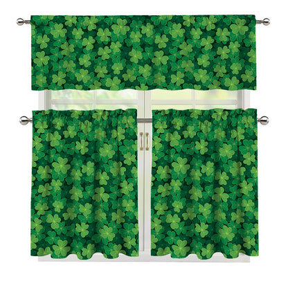 Irish Clover Saint Patrick's Day Print 3 Piece Kitchen Curtains