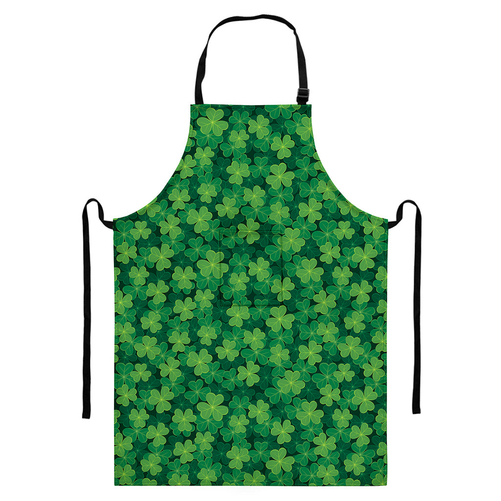 Irish Clover Saint Patrick's Day Print Bib Apron With Pocket