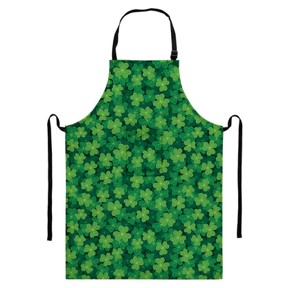 Irish Clover Saint Patrick's Day Print Bib Apron With Pocket