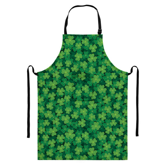 Irish Clover Saint Patrick's Day Print Bib Apron With Pocket