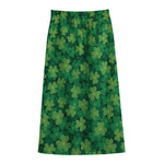 Irish Clover Saint Patrick's Day Print Cotton Front Slit Maxi Skirt