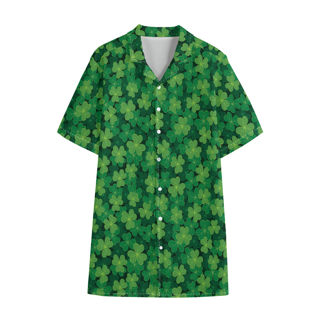 Irish Clover Saint Patrick's Day Print Cotton Hawaiian Shirt