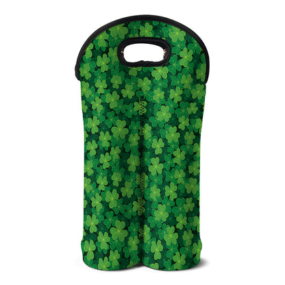 Irish Clover Saint Patrick's Day Print Double Neoprene Wine Tote