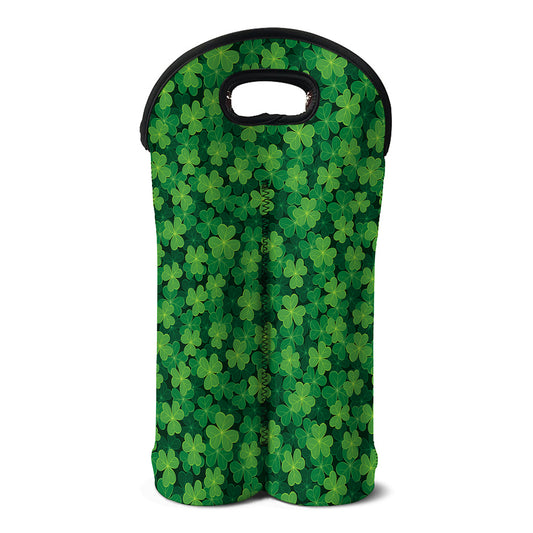 Irish Clover Saint Patrick's Day Print Double Neoprene Wine Tote