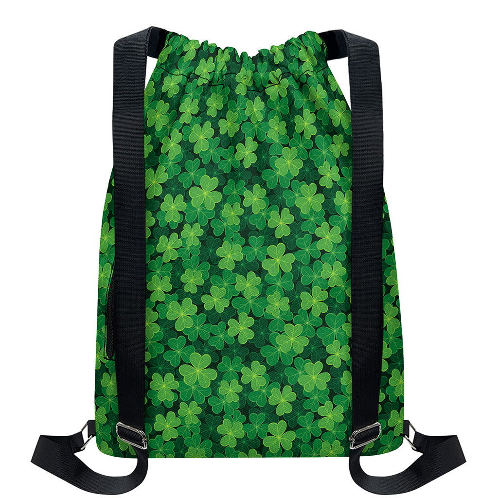 Irish Clover Saint Patrick's Day Print Drawstring Backpack