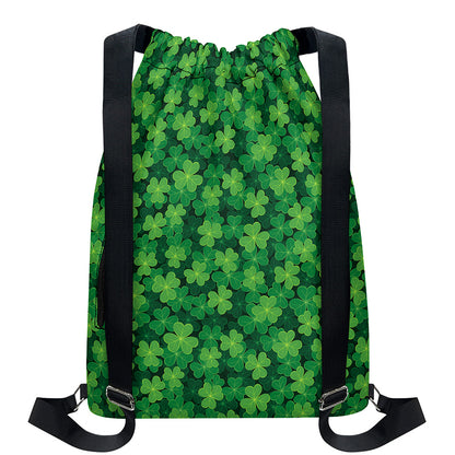 Irish Clover Saint Patrick's Day Print Drawstring Backpack