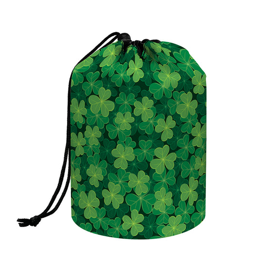 Irish Clover Saint Patrick's Day Print Drawstring Makeup Bag