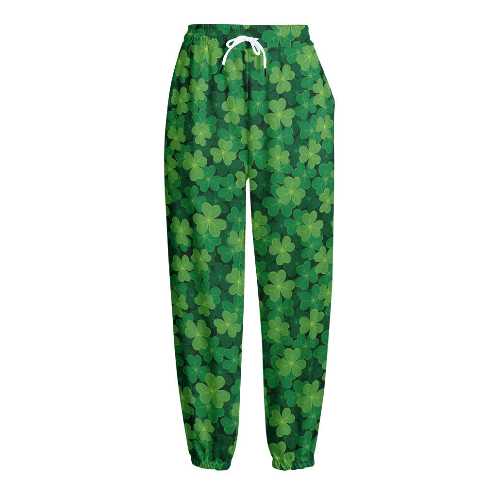 Irish Clover Saint Patrick's Day Print Fleece Lined Knit Pants